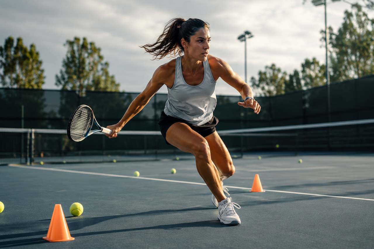Tennis drills that burn calories on an outdoor court with an active player